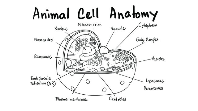 animal cell diagram not labeled black and white