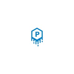 Letter P  logotype in blue color design concept