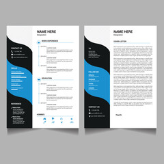 CV templates. Professional resume letterhead,  personal description profile vector set, cover letter business layout job applications
