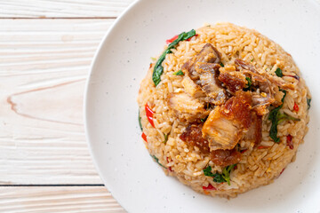 fried rice with Thai basil and crispy belly pork