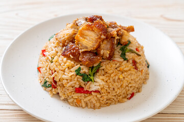 fried rice with Thai basil and crispy belly pork