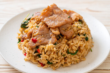 fried rice with Thai basil and pork