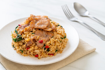 fried rice with Thai basil and pork