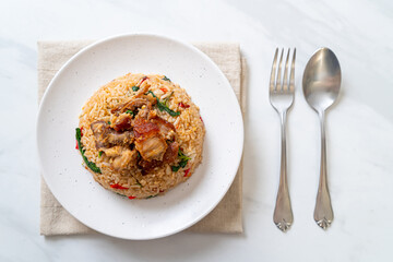 fried rice with Thai basil and crispy belly pork