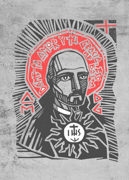 Saint Ignatius of Loyola hand drawn illustration