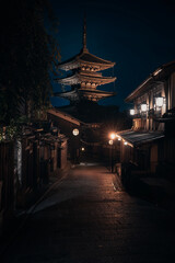 japanes temple at night