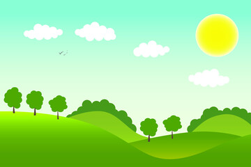 Spring and summer season meadow background vector illustration.
