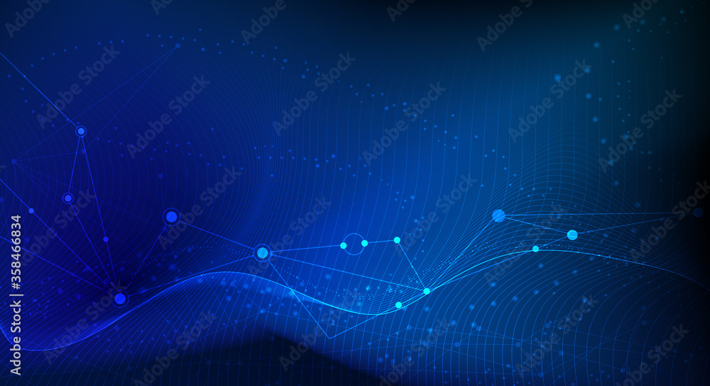 Poster vector illustration technology on blue background. abstract internet network connection design for w