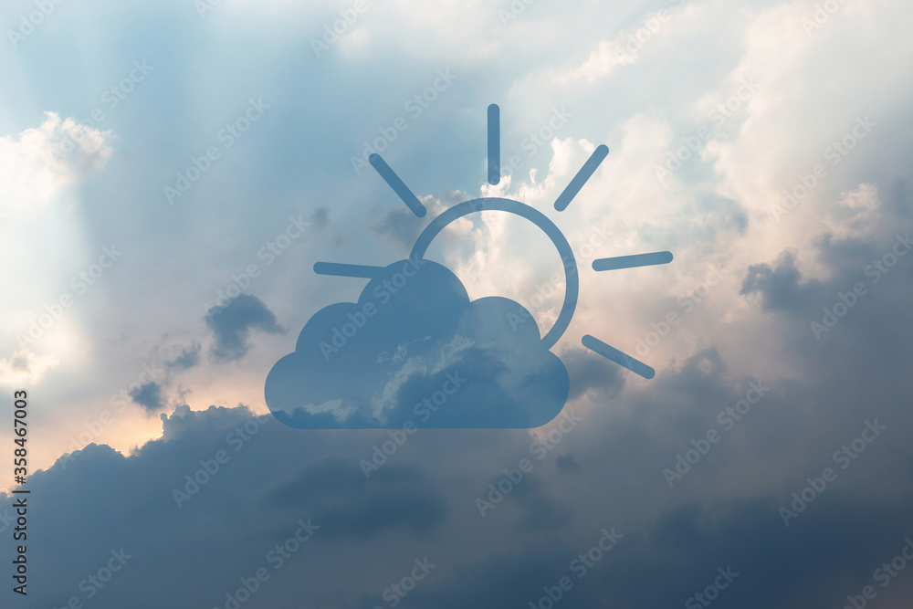 Wall mural cloud storage with sky nature background in business with technology network server online digital d