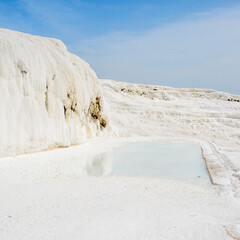 It's Natural travertine pool in Pamukkale ,Turkey.