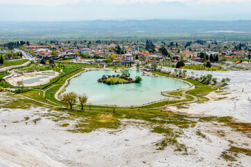 It's Natural travertine terraces and pools in Pamukkale ,Turkey