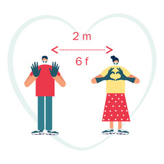 Social distancing, keep distance with people in public places to stop spreading COVID-19 coronavirus concept. Vector illustration in flat style