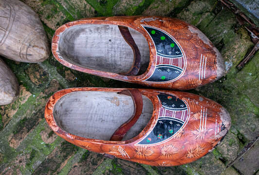 Hand Painted Historical Dutch Wooden Shoes Klompen