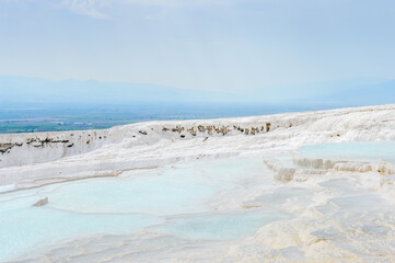 It's Natural travertine terraces and pools in Pamukkale ,Turkey