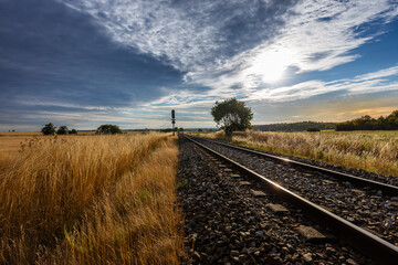 Train Tracks on a field near Hillerod in Denmark