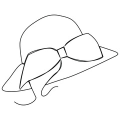 one line continuous drawing hat with ribbon