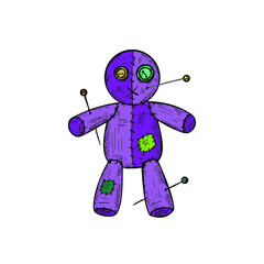 Fototapeta premium Voodoo doll. Vector cartoon illustration. Isolated object on a white background. Hand-drawn style.