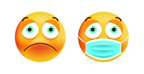 Cute Sad Emoticon on White Background . Isolated Vector Illustration  