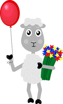 painted sheep with flowers and a ball