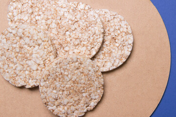 rice crackers on on wooden background