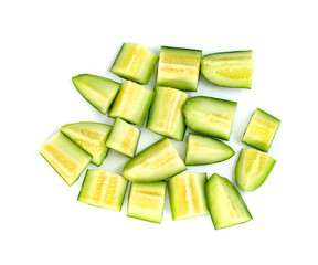 sliced Cucumber or Cucumis melo isolated on white background
