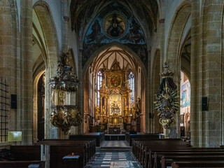 Fototapeta na wymiar Gothic architecture in Austria. Church and sanctuary of Maria Saal.