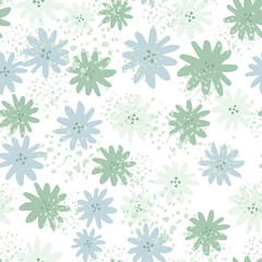 Cute chamomiles flowers seamless pattern. Abstract daisies floral endless wallpaper.