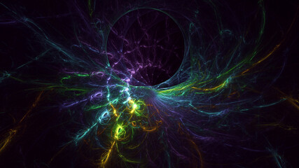 3D rendering abstract multicolor fractal light background