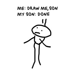 Happy Fathers Day, silhouette of a father, as if it's painted by a child.