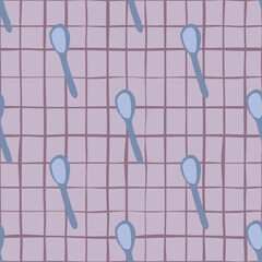 Spoons seamless pattern on lines background. Decorative backdrop