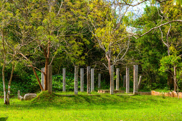 Ruins of the Monastic Residential complex of Abhayagiria in Anuradhapura, one of the ancient capitals of Sri .Lanka. UNESCO World Heritage