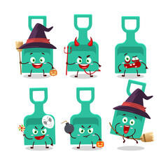 Halloween expression emoticons with cartoon character of sand shovel