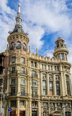 Fototapeta na wymiar Ornate exterior of Casa de Allende, building from the beginning of 20th century in Plaza de Canalejas in Madrid, Spain