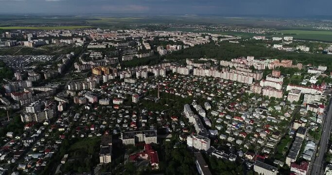 stadium football field city houses drone quadcopter ternopil ukraine sport  4k panorama