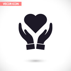 Heart in hand icon vector , lorem ipsum Flat design