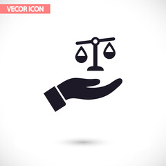 scales in his hand icon , lorem ipsum Flat design