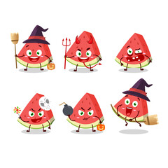 Fototapeta premium Halloween expression emoticons with cartoon character of slash of watermelon
