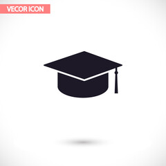 Graduation cap vector icon  , lorem ipsum Flat design