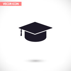Graduation cap vector icon  , lorem ipsum Flat design
