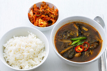 Soybean Paste Soup with Dried Radish Leaves
