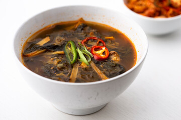 Soybean Paste Soup with Dried Radish Leaves
