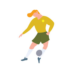 Football soccer player dribble the ball flat illustration vector