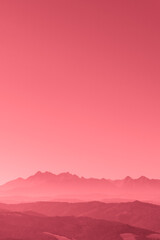 Fantastic red and pink panorama of mountains