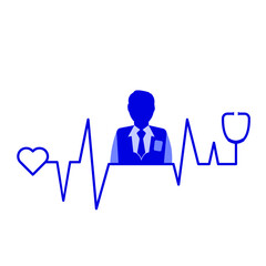 business man and doctor with health graph