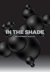 Minimal modern poster or cover design template with 3d black and white balls. Trendy abstract background. Vector illustration. 