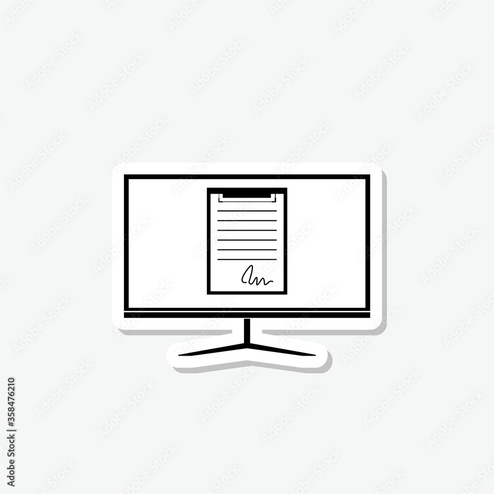 Poster concept paper document rate online on computer sticker isolated on gray background