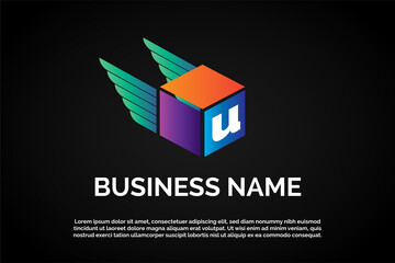 Logo Template Monogram Letter U or Freight Company