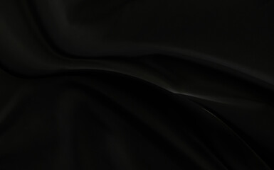 Black gray satin dark fabric texture luxurious shiny that is abstract silk cloth background with patterns soft waves blur beautiful.