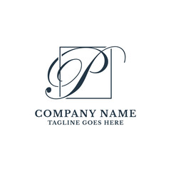 Initial P letter logo design template