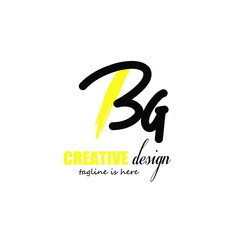BG Initial handwriting logo vector